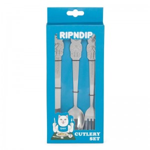 Akcesoria Ripndip Lord Nermal 3 PC Cutlery Set Srebrne | PLW3368N