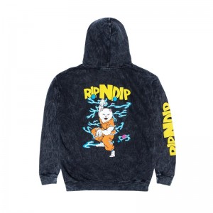 Bluza z Kapturem Ripndip Super Sanerm Czarne Niebieskie | PLV3221R