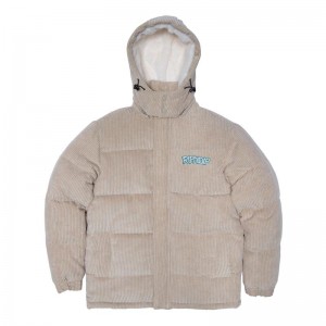 Kurtki Ripndip Intertwined Corduroy Puffer Khaki | PLY3114X