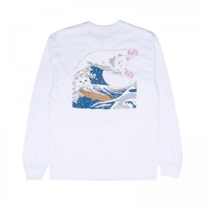 Long Sleeve Ripndip The Great Wave Of Nerm Białe | PLJ3055P
