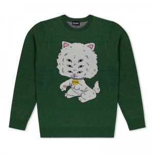 Swetry Ripndip Big Head Knit Jasny Zielone | PLM2753Q