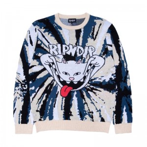 Swetry Ripndip Big Smile Knit Kremowe Granatowe | PLP2763J