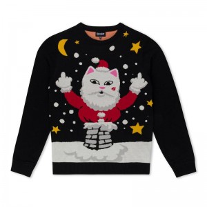 Swetry Ripndip Deck The Halls Knit Czarne | PLC2749T