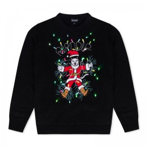 Swetry Ripndip Electrifying Santa Knit Czarne | PLZ2747U